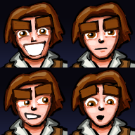 Four images of the Unnamed Hero of Dungeons of Dredmor